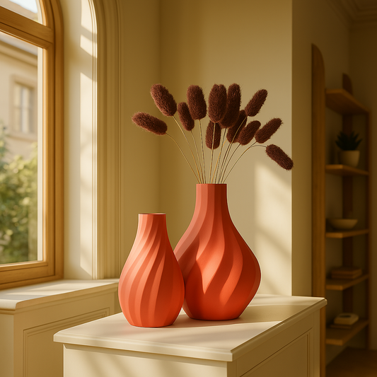 Twin Flame vase combo lifestyle — modern vase pair for living room India | Styra