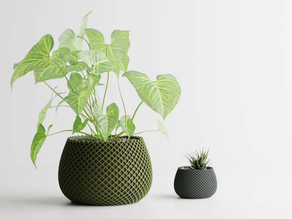 Modern Ribbed CrissCross Planter Pot