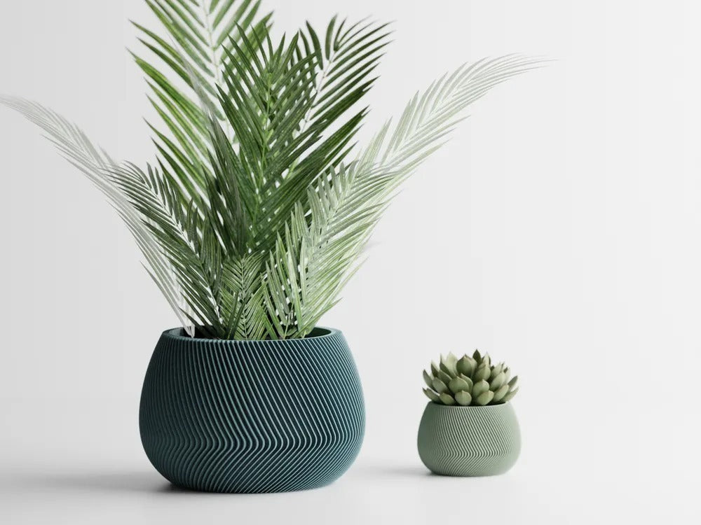 Modern Ribbed Wavy Planter Pot