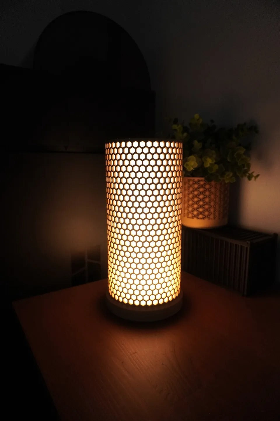 Honeycomb lamp pattern lit — decorative table lamp online India | Styra