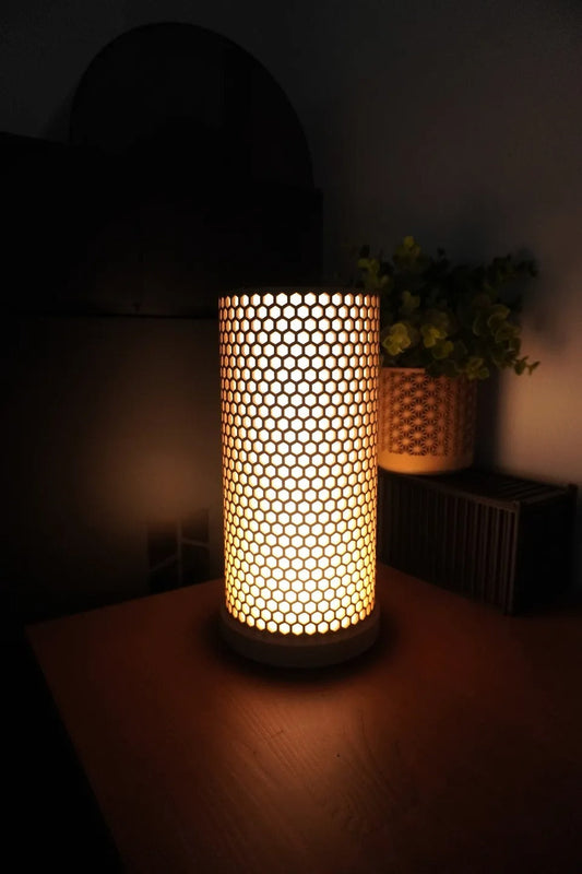 Honeycomb lamp pattern lit — decorative table lamp online India | Styra