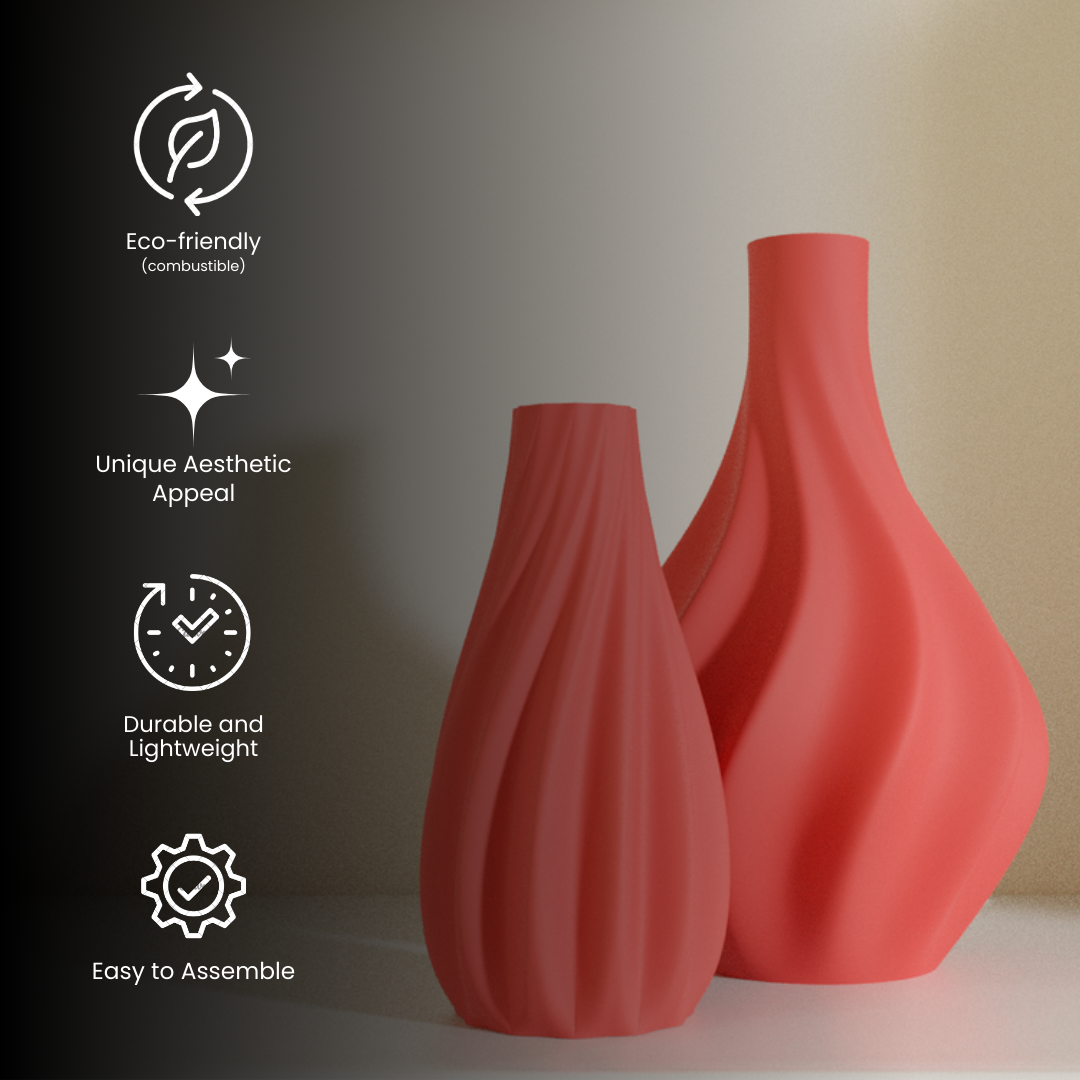 Twin Flame vase description — spiral ridged vase pair India | Styra