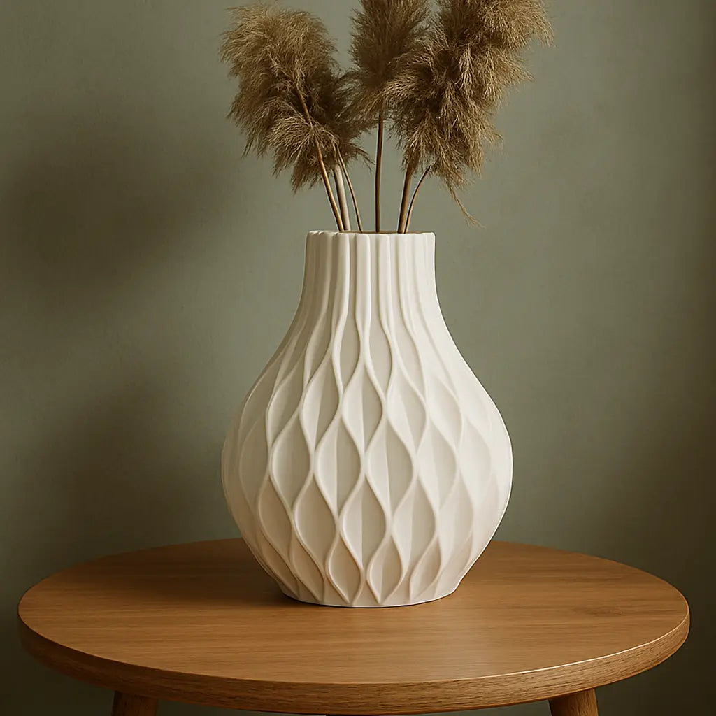 Designer modern polymer vases for Indian homes — Ravel, Arohi, Japandi Pattern and more by Styra