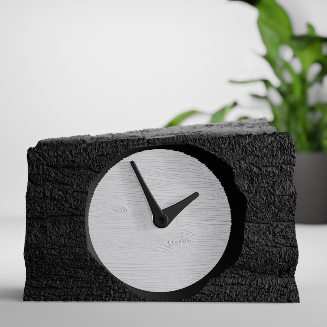 Log Style Desk Clock – rustic wood log design table clock India
