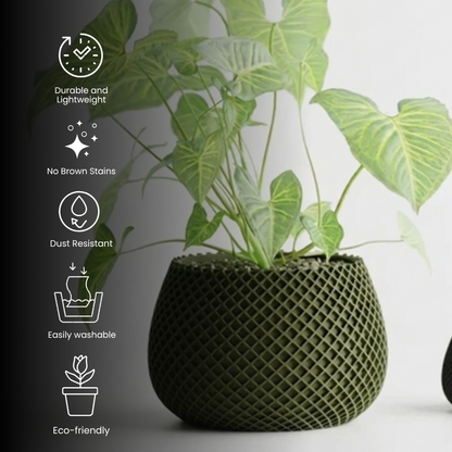 Modern Ribbed CrissCross Planter Pot