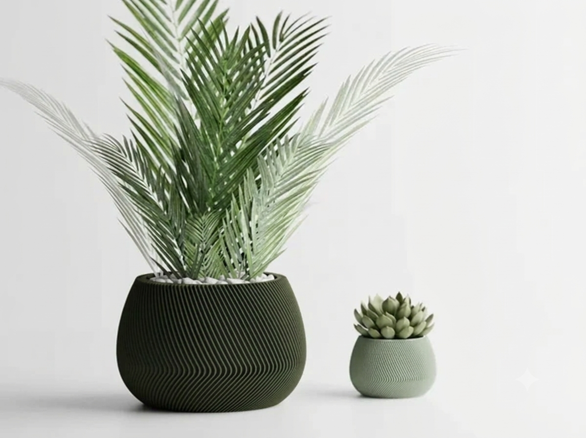 Modern Ribbed Wavy Planter Pot