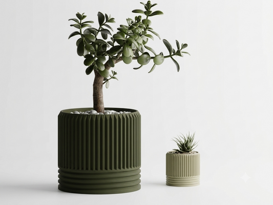 Modern Ribbed Delta Pot