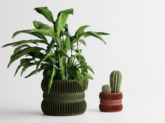 Modern Ribbed Hourglass Pot