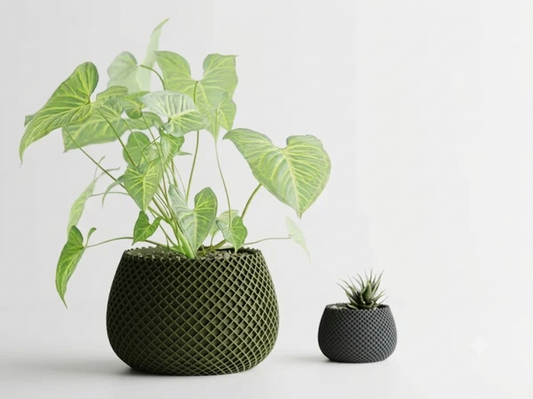 Modern Ribbed CrissCross Planter Pot