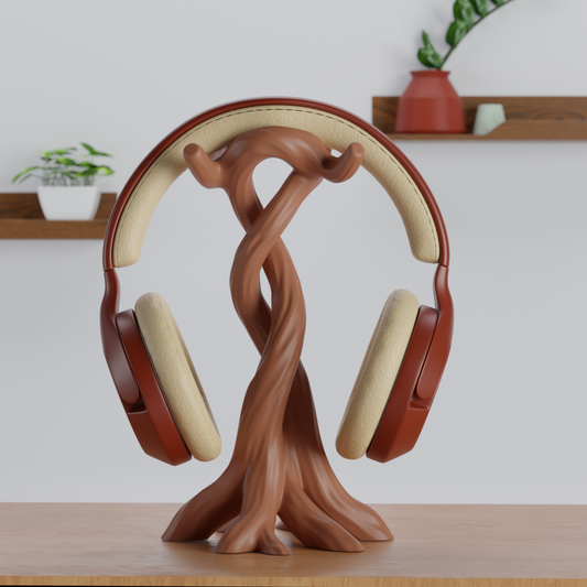 Intertwined Roots Headphone Stand – natural tree root design desk organiser