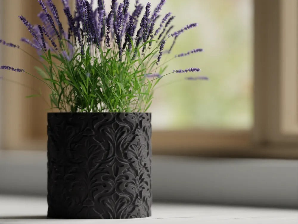 Floral Carved Planter Pot