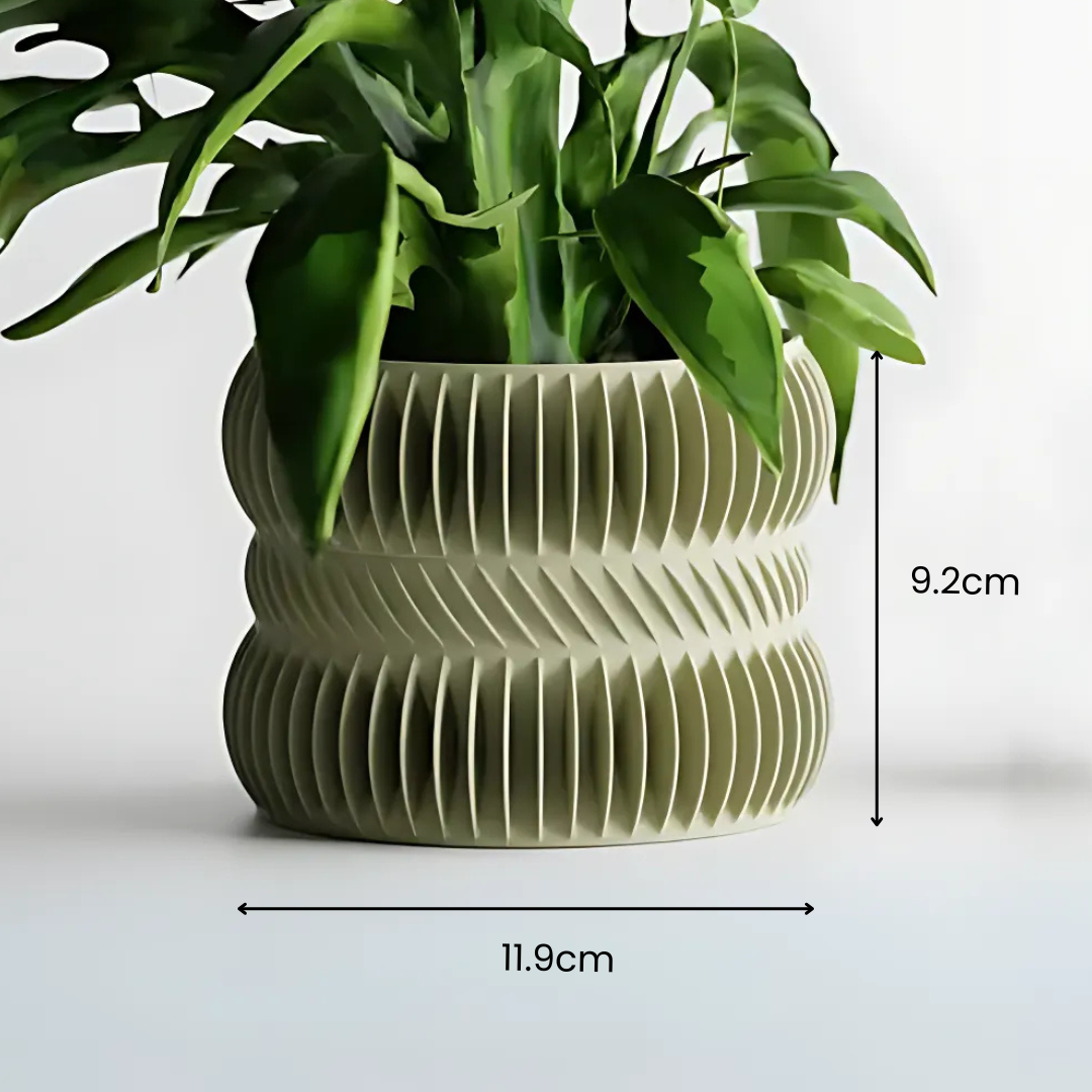 Modern Ribbed Hourglass Pot