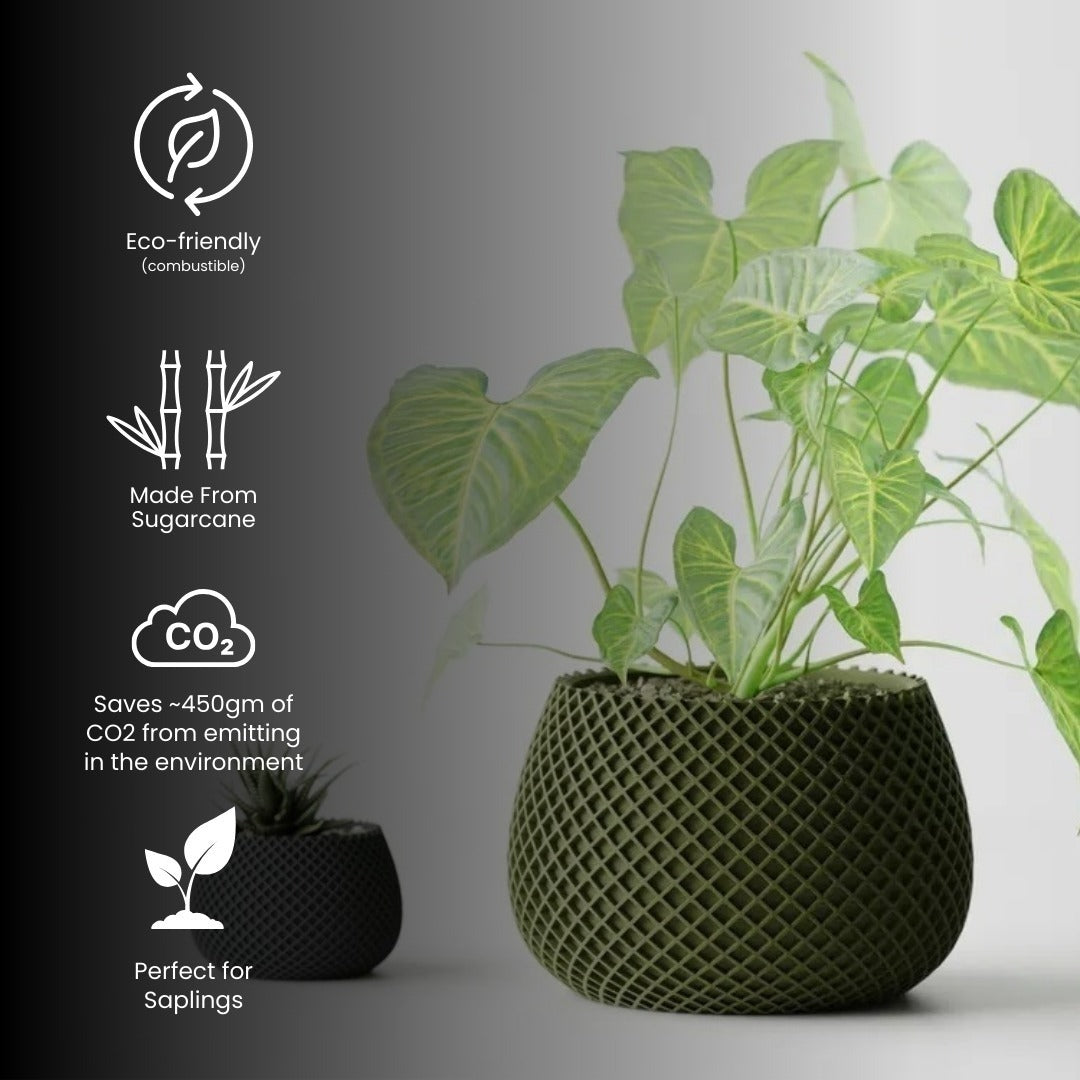 Modern Ribbed CrissCross Planter Pot