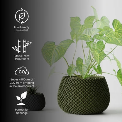 Modern Ribbed CrissCross Planter Pot