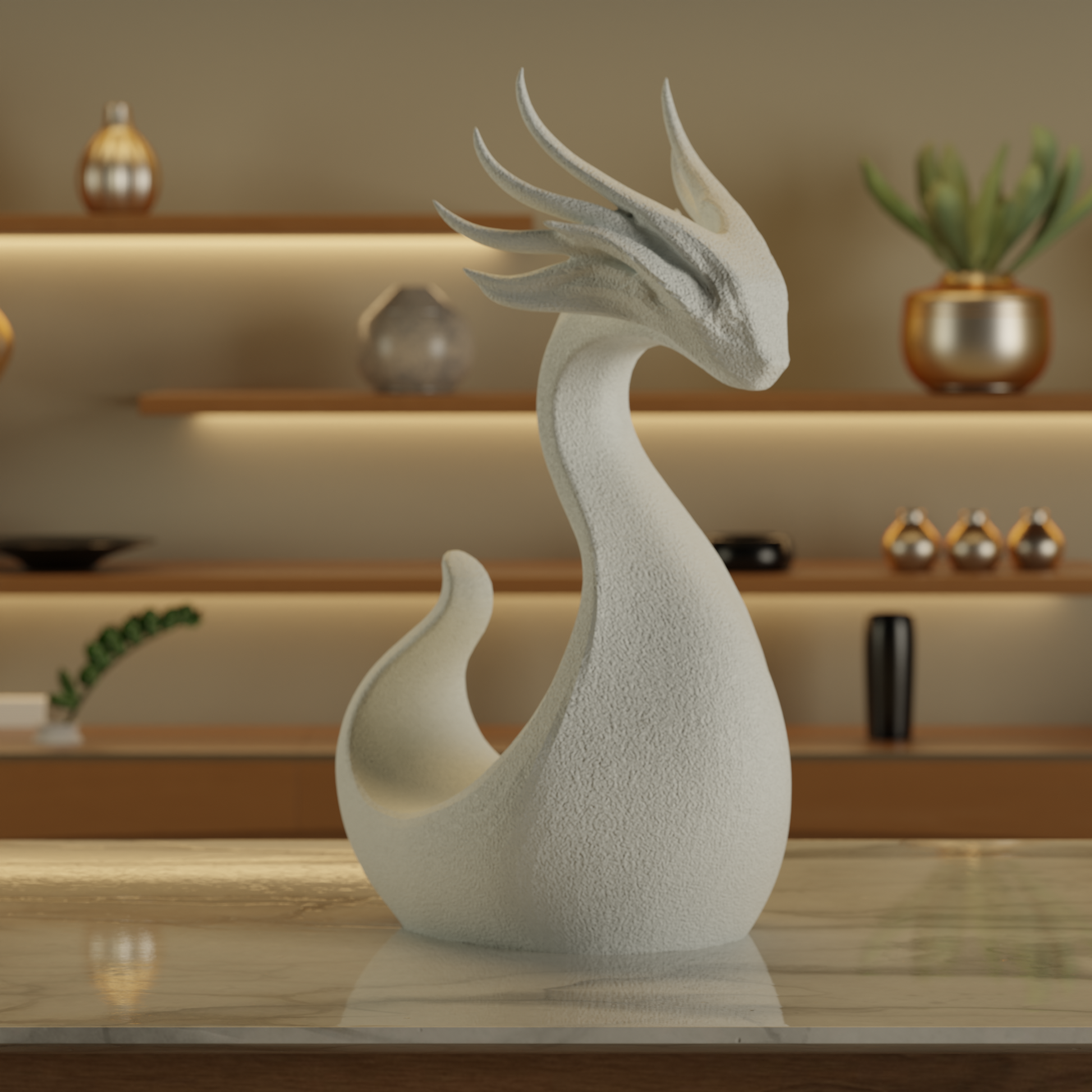 Toothless Dragon angle – Night Fury dragon sculpture for shelf