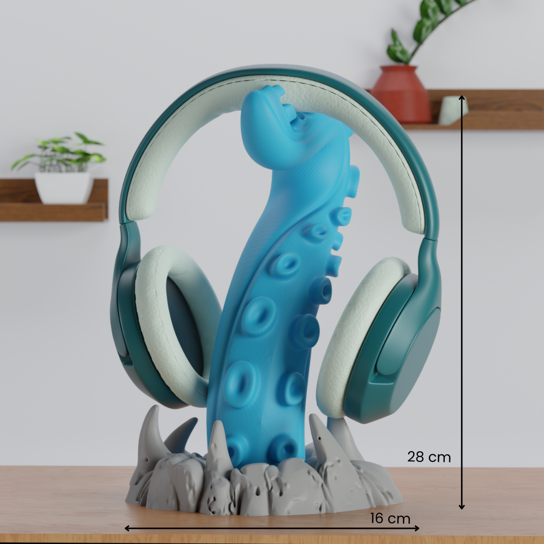 Abyss Reach Tentacle Headphone Stand — handcrafted desk organizer India | Styra