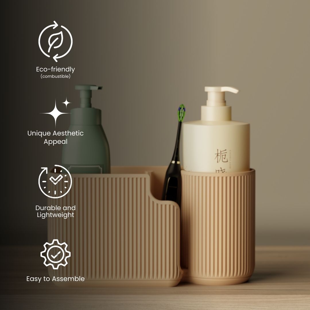 Bathroom Organizer, detail — handcrafted desk organizer India | Styra