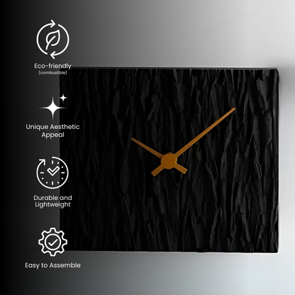 Charcoal / Wood Pattern — designer table clock India | Styra