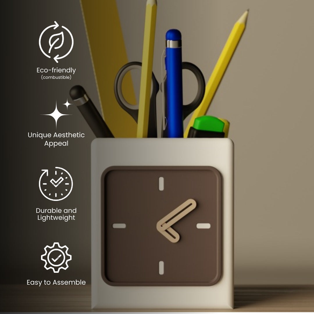 Clock Organizer — handcrafted desk organizer India | Styra