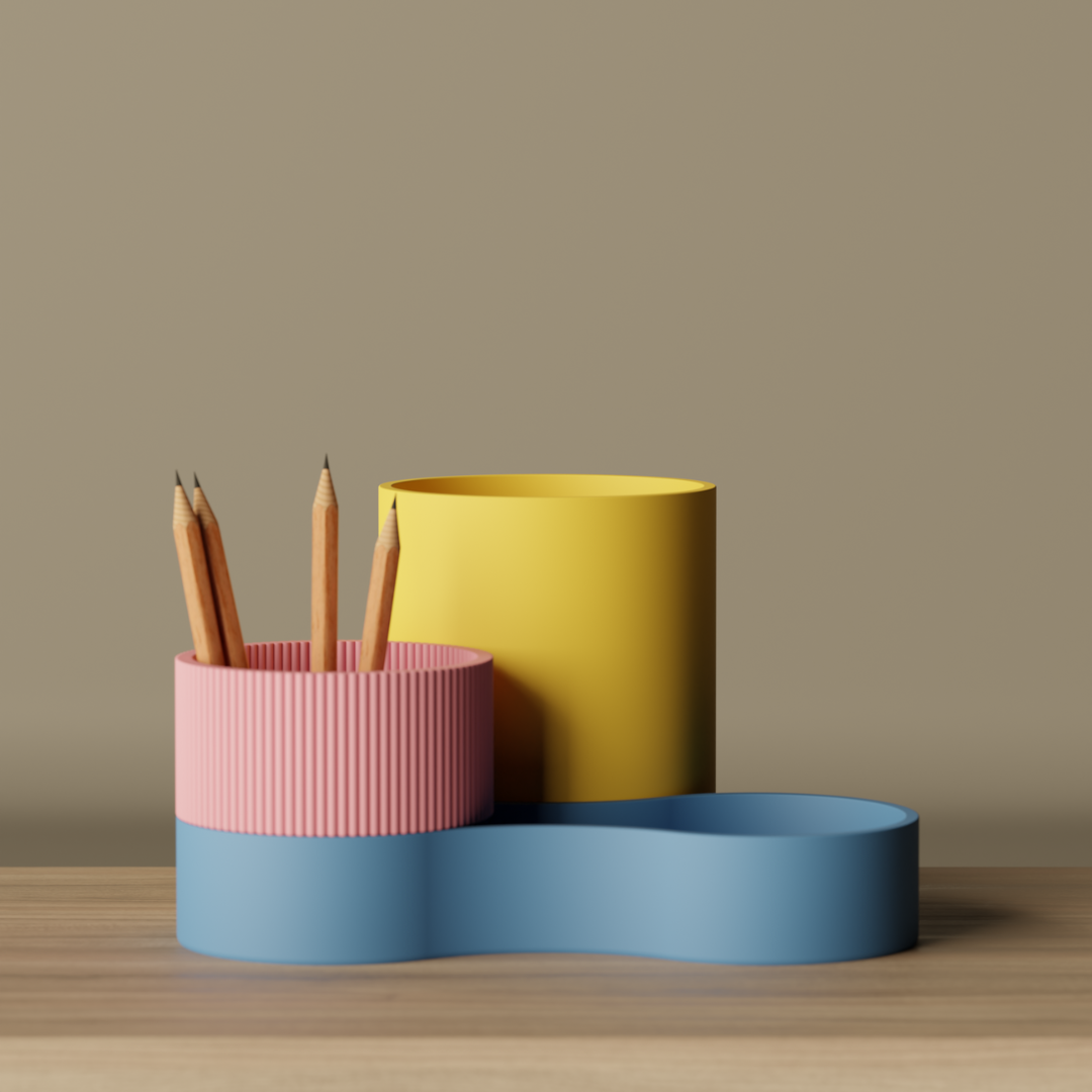 Desktop pen holder, size reference — designer desk organizer India | Styra