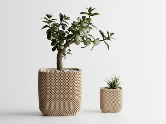 Double Ribbed Rounded Pot — double-texture ribbed plant pot India | Styra