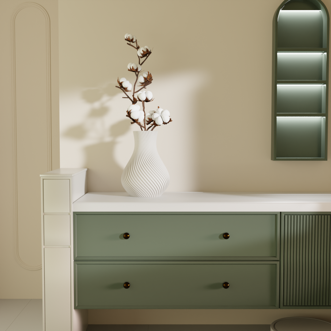Evara white vase side view — modern vase online India | Styra