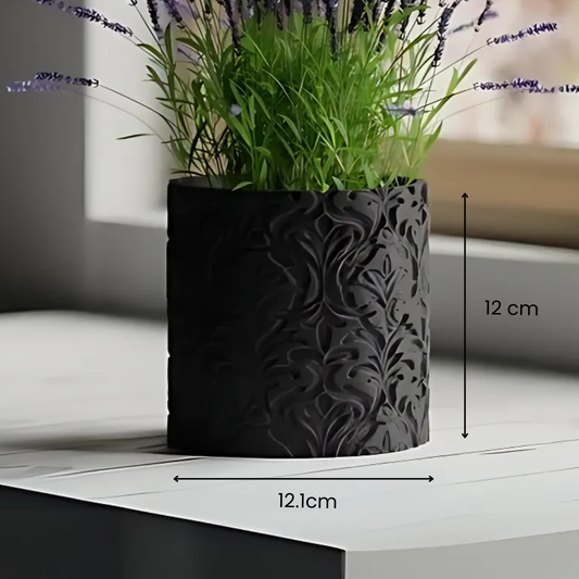 Floral Carved Planter Pot — designer indoor planter India | Styra