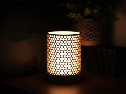 Hex Style Lamp — hexagonal pattern table lamp India | Styra