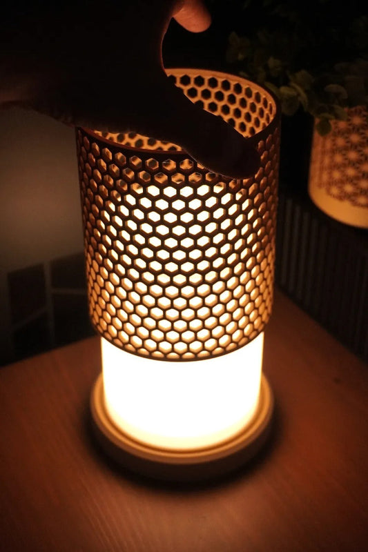 Hex lamp pattern close-up — designer lamp India | Styra