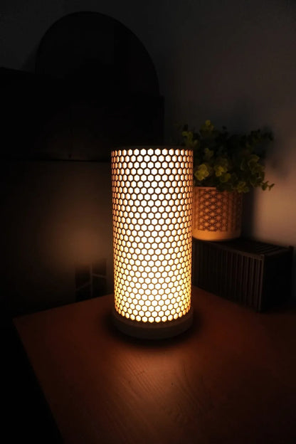 Honeycomb lamp pattern lit — decorative table lamp online India | Styra
