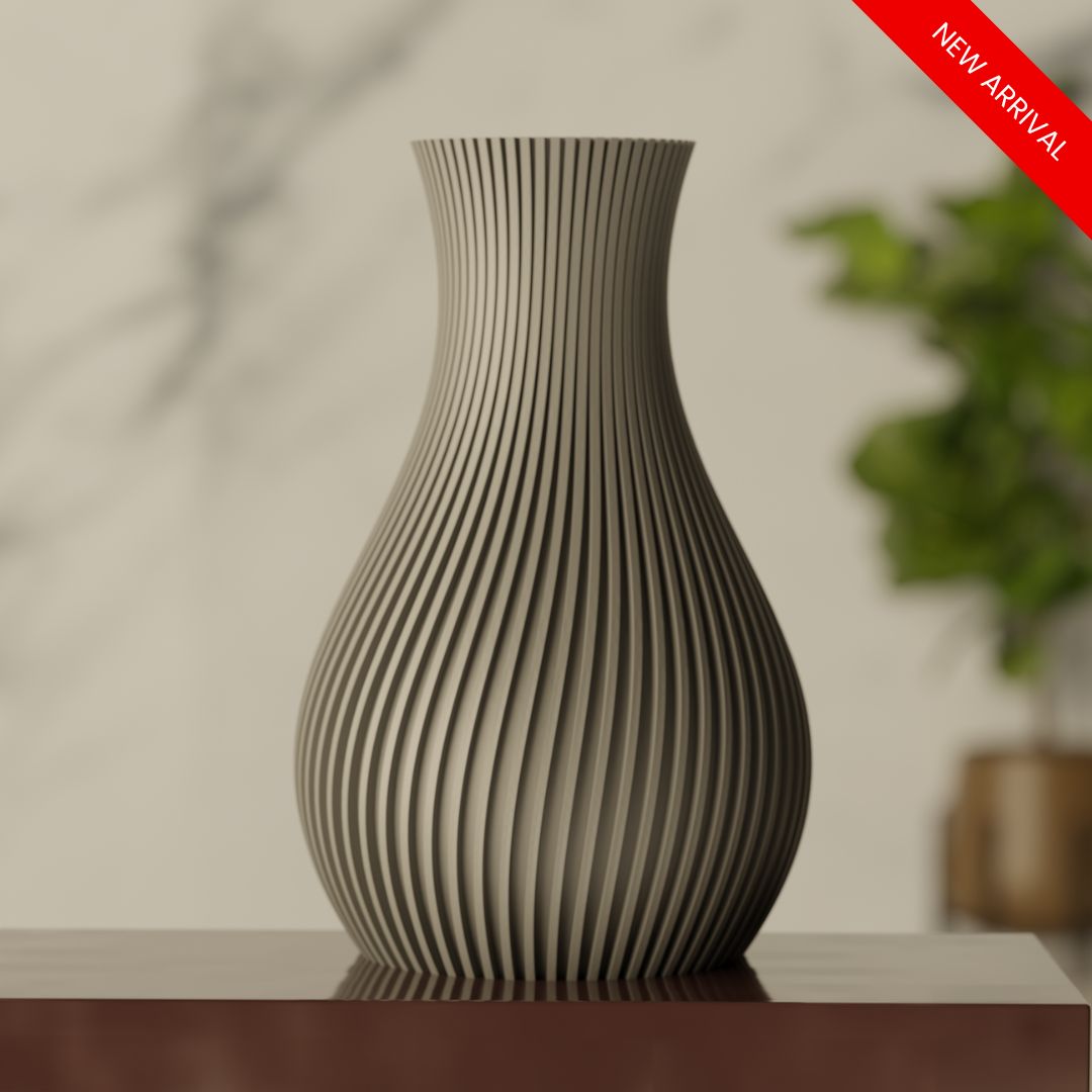 Japandi Pattern Vase, detail view — designer decorative vase India | Styra