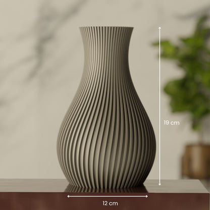 Japandi Pattern Vase Grey, size reference — handcrafted decorative vase India | Styra