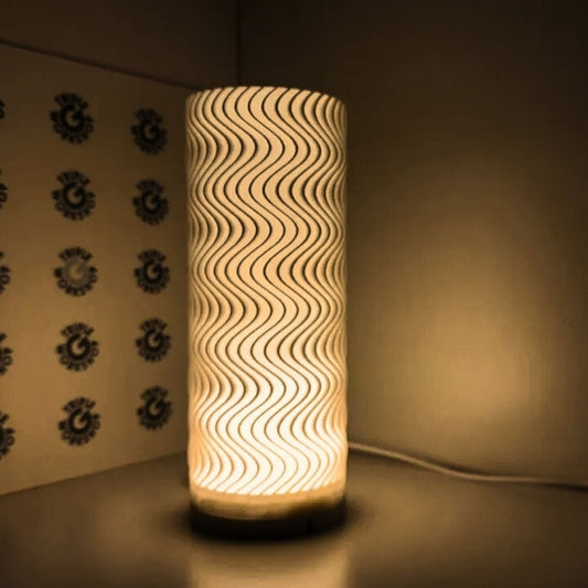 Mesmerizing Wavy Lamp Shade — flowing wave pattern table lamp India | Styra