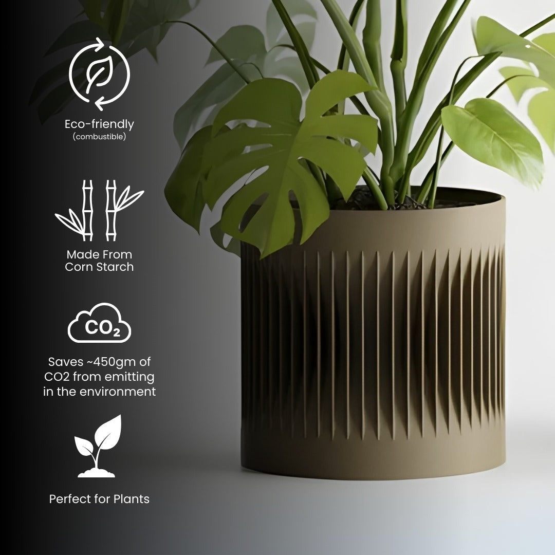 Modern Ribbed Center Pot — handcrafted indoor planter India | Styra