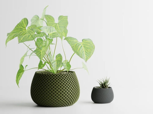 Modern Ribbed CrissCross Planter Pot — cross-hatch plant pot India | Styra