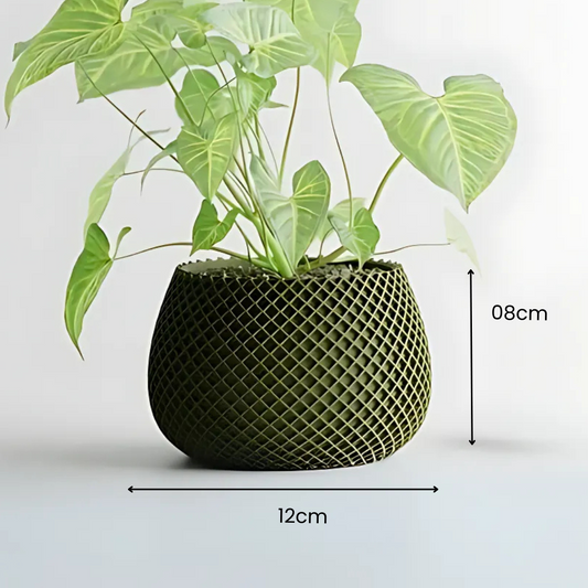 Modern Ribbed CrissCross Planter Pot — designer indoor planter India | Styra