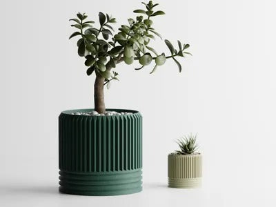 Modern Ribbed Delta Pot — bold cylindrical ribbed planter India | Styra