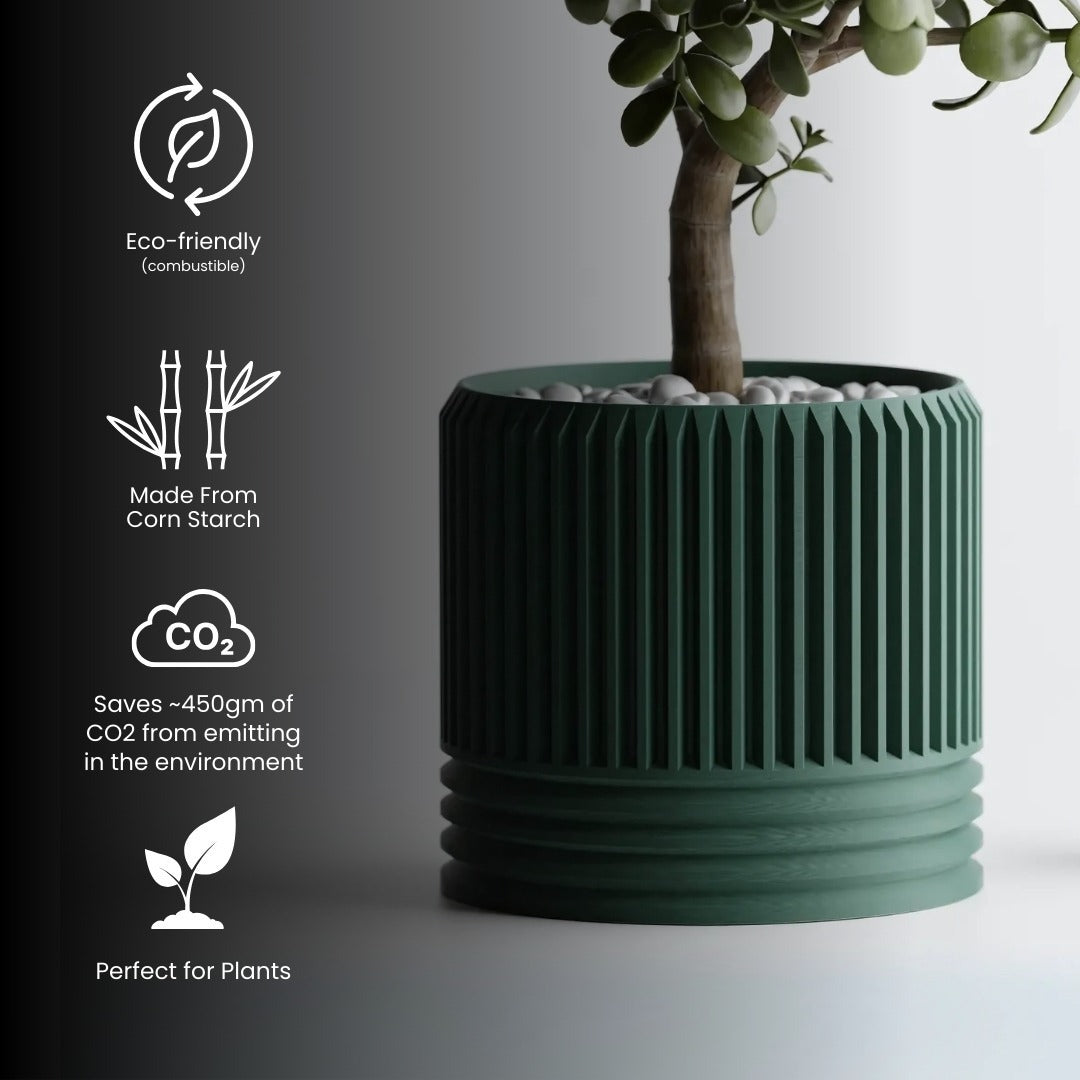 Modern Ribbed Delta Pot — designer indoor planter India | Styra