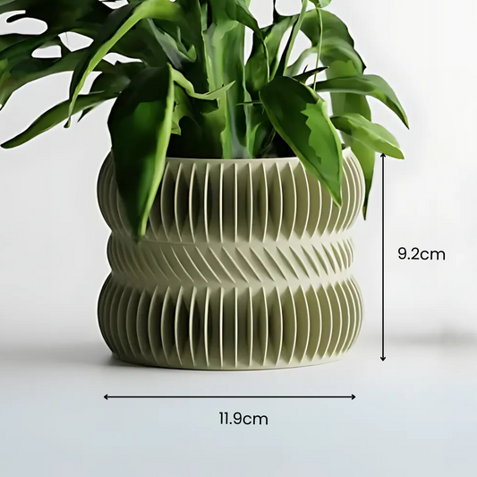 Modern Ribbed Hourglass Pot — designer indoor planter India | Styra