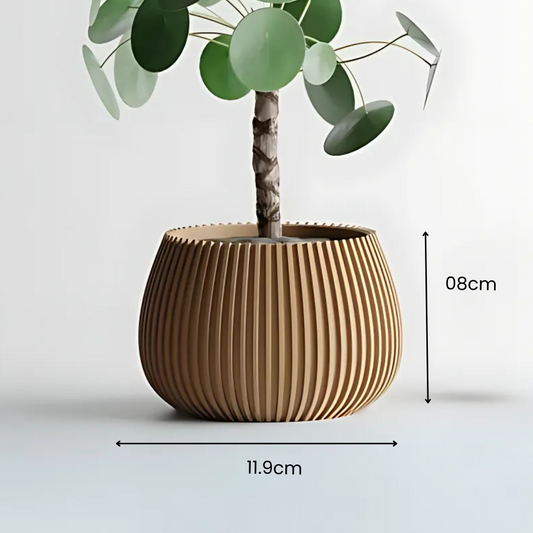 Modern Ribbed Straight Planter Pot — designer indoor planter India | Styra