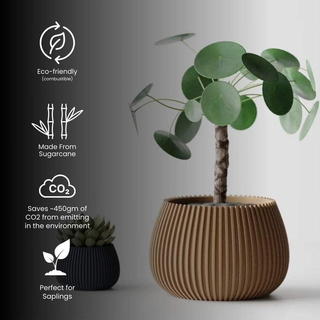 Modern Ribbed Straight Planter Pot — modern indoor planter India | Styra