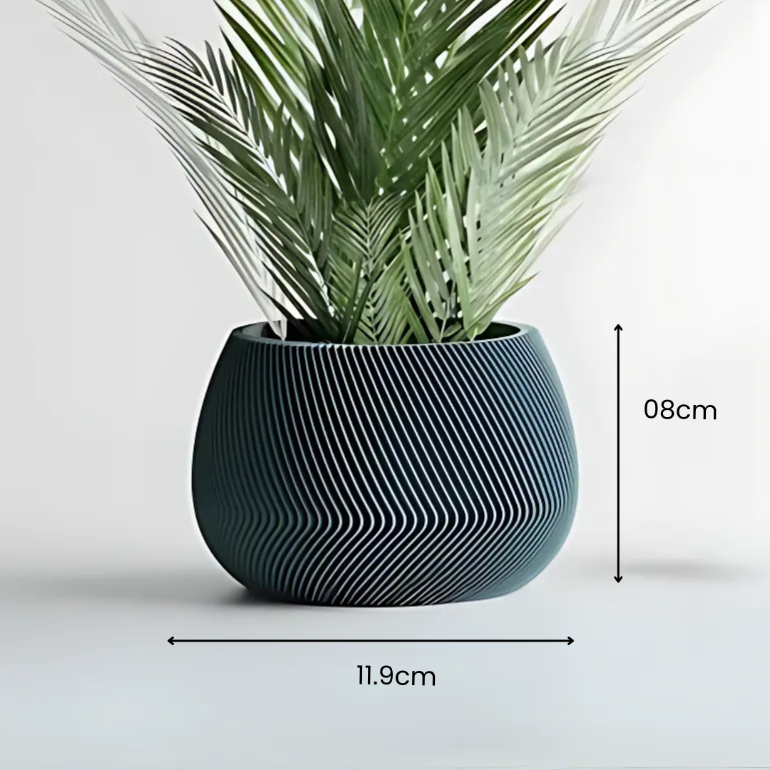 Modern Ribbed Wavy Planter Pot — designer indoor planter India | Styra