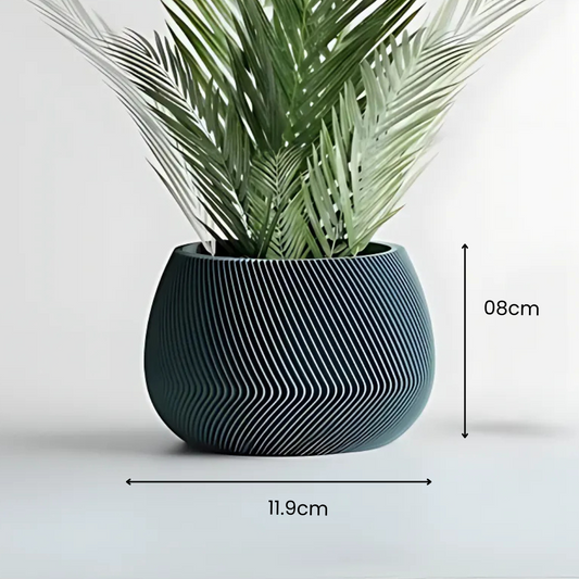 Modern Ribbed Wavy Planter Pot — designer indoor planter India | Styra