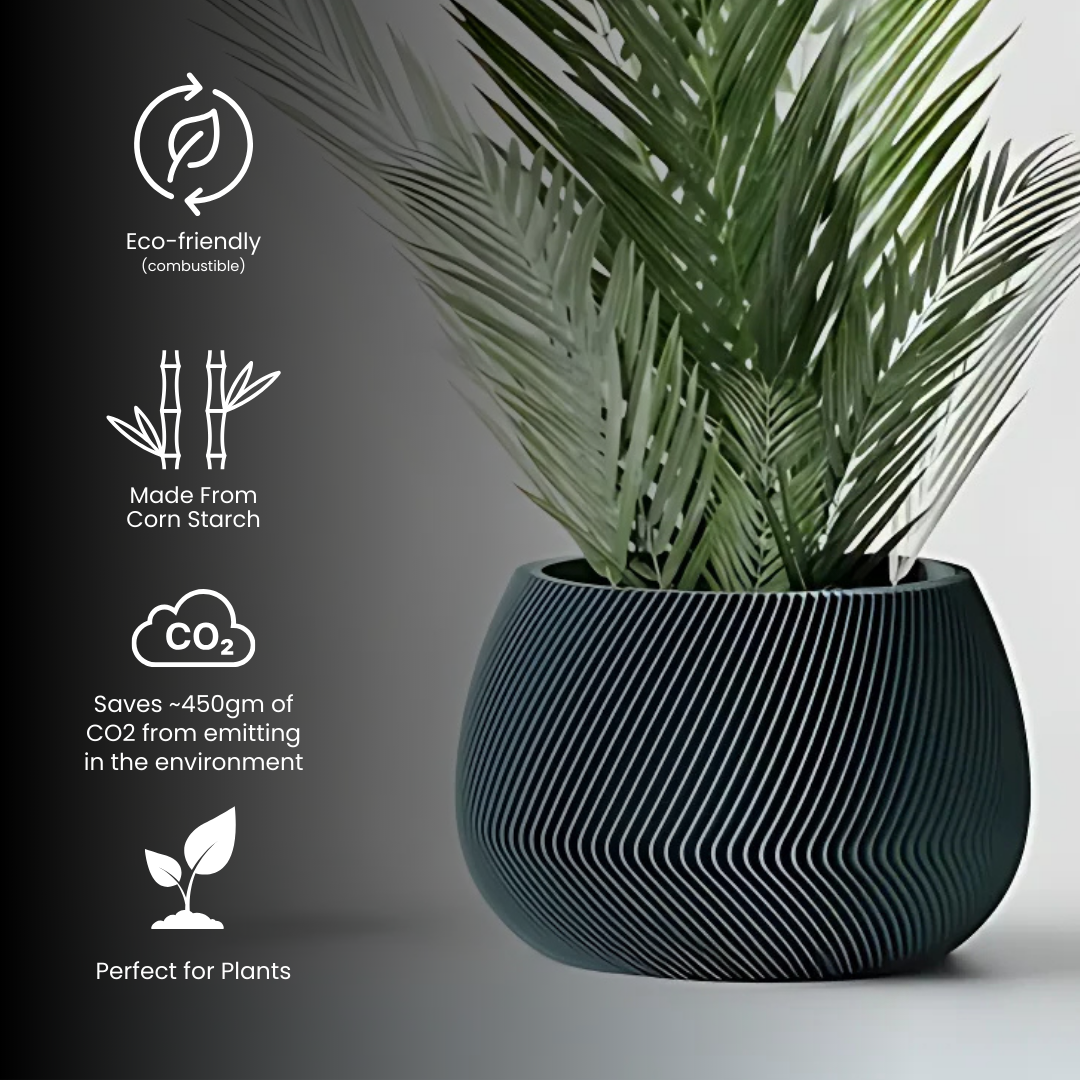Modern Ribbed Wavy Planter Pot — modern indoor planter India | Styra