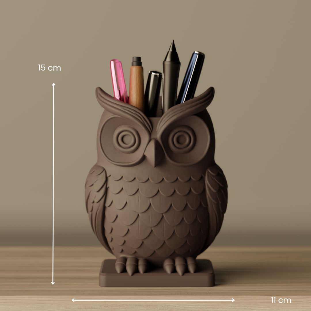 Owl Pen Holder, size reference — modern desk organizer India | Styra