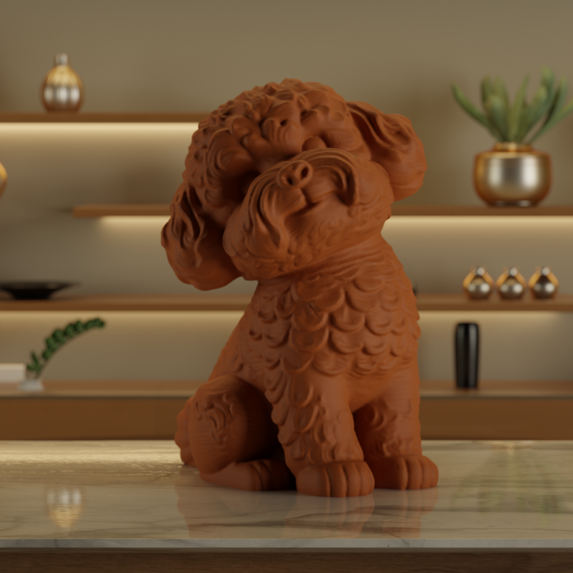 Poddle Water Dog Statue Brown — premium decor sculpture India | Styra