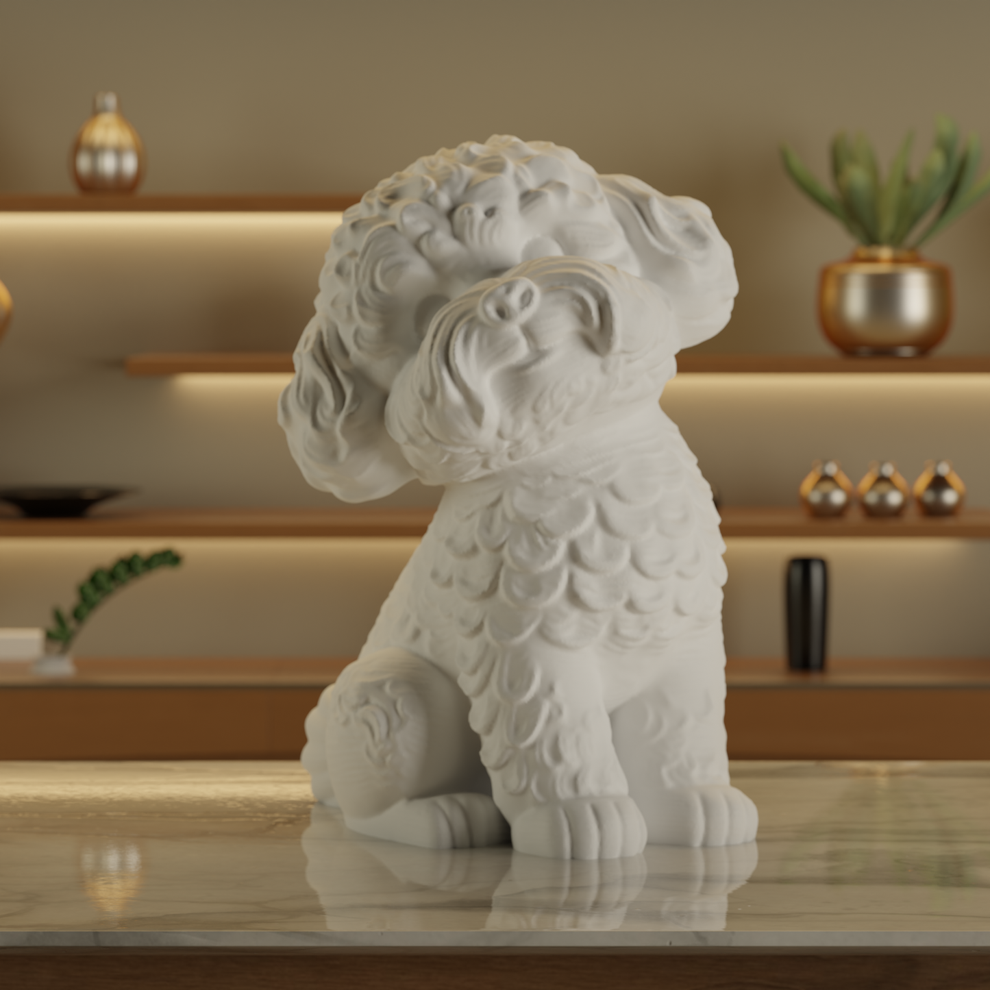 Poddle Water Dog Statue Maroon — designer decor sculpture India | Styra