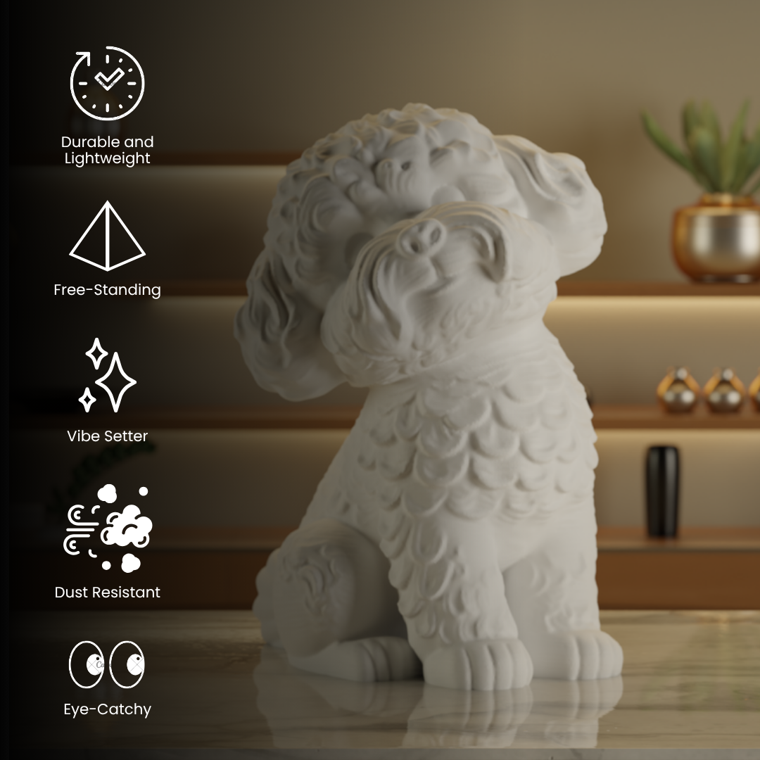 Poddle Water Dog Statue White — handcrafted decor sculpture India | Styra