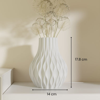 Raagya white vase lifestyle — modern home decor vase India | Styra
