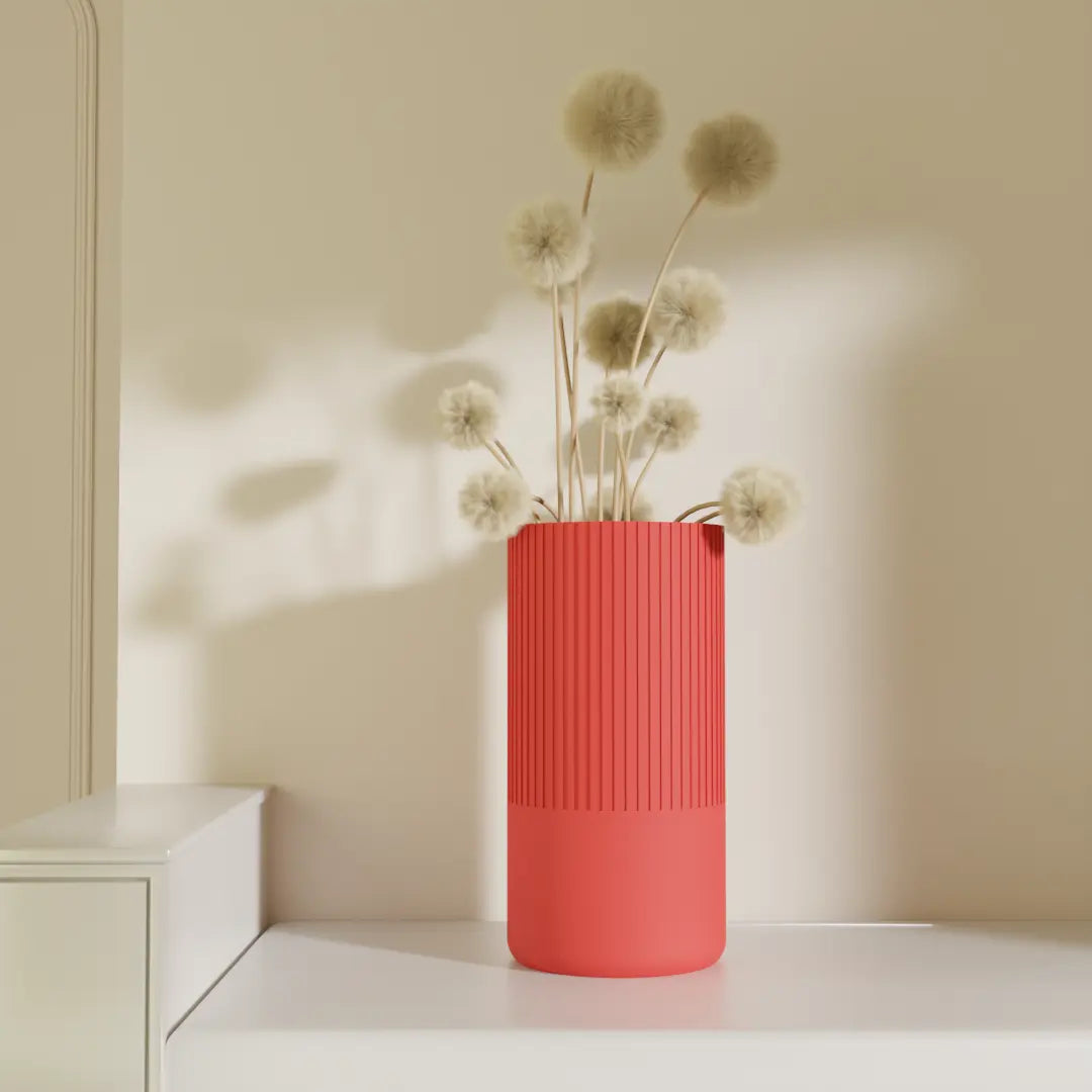 Ravel Cylindrical Vase Red — Designer Vase India | Styra